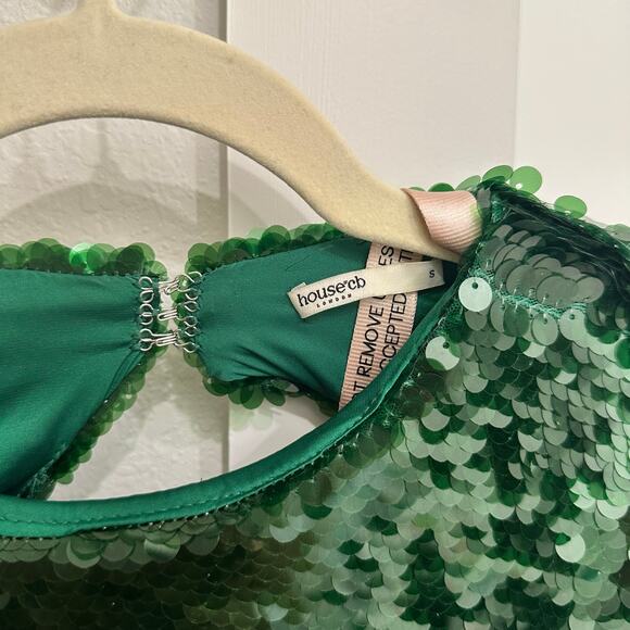 House of CB Belle Pine Green Sequin Maxi Dress Size Small - Picture 5 of 9